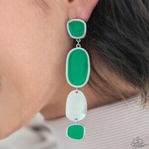 Paparazzi Jewelry Accessories - All Out Allure - Green Earrings - Vintage